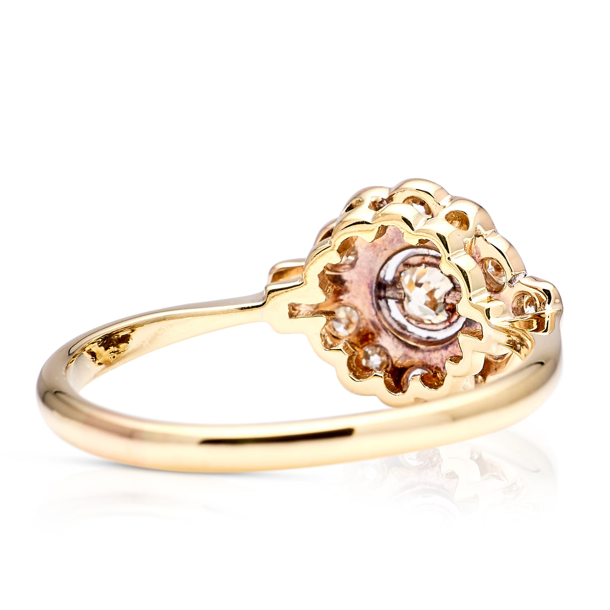 Antique, Belle Époque diamond cluster engagement ring, 18ct yellow gold and platinum