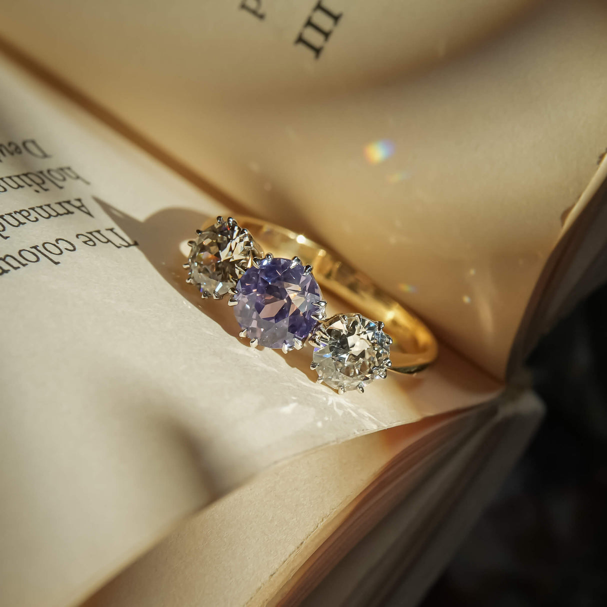 Edwardian era sapphire and diamond engagement ring with elegant setting