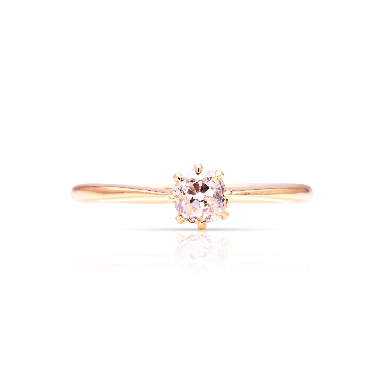 Antique, Edwardian solitaire diamond ring, 18ct yellow gold front