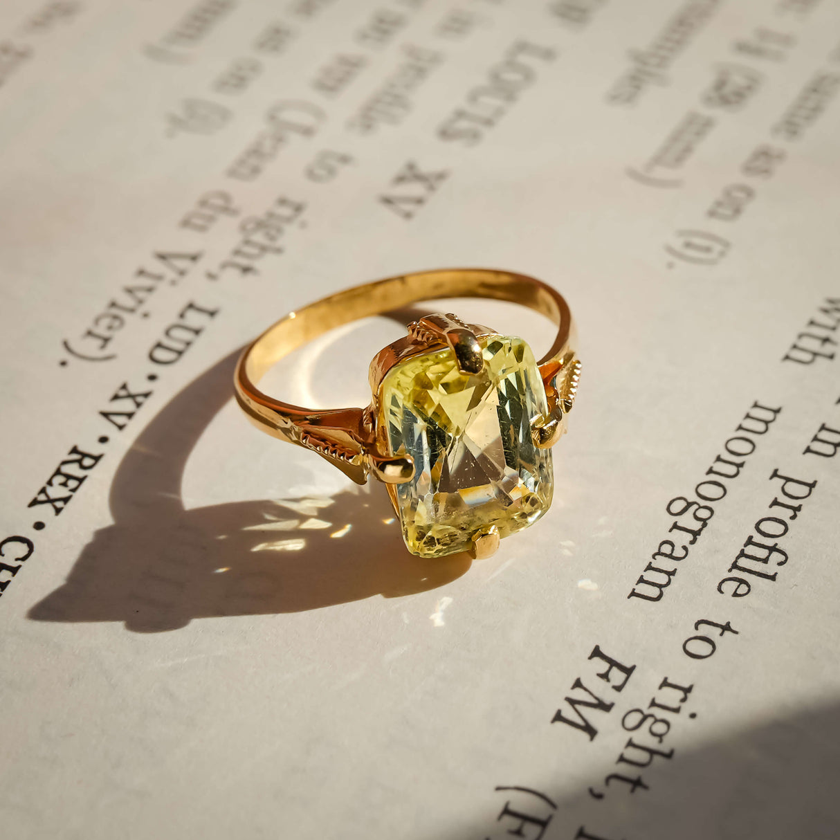 antique victorian yellow sapphire solitaire ring in yellow gold