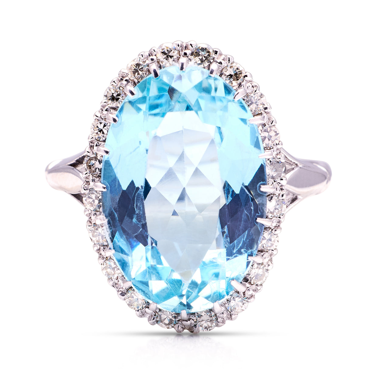 Vintage, 1940s aquamarine and diamond cluster ring