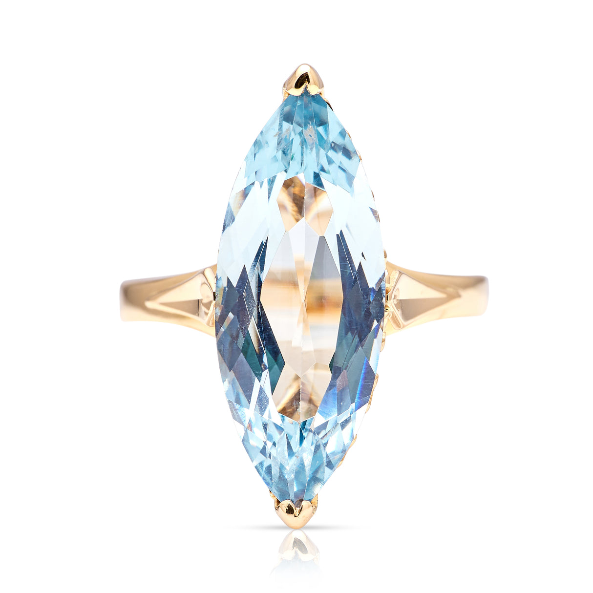 Antique French marquise-cut aquamarine ring