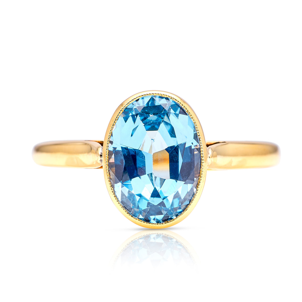 French, Art Deco fine aquamarine single-stone ring