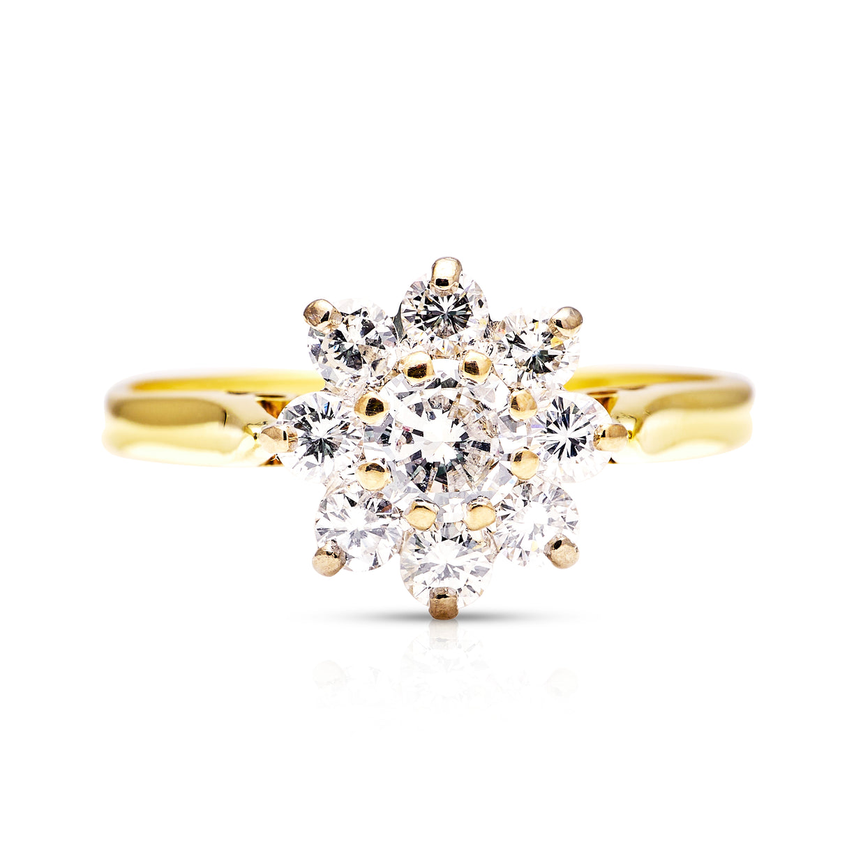 Vintage, 1980s diamond cluster engagement ring, 18ct yellow gold