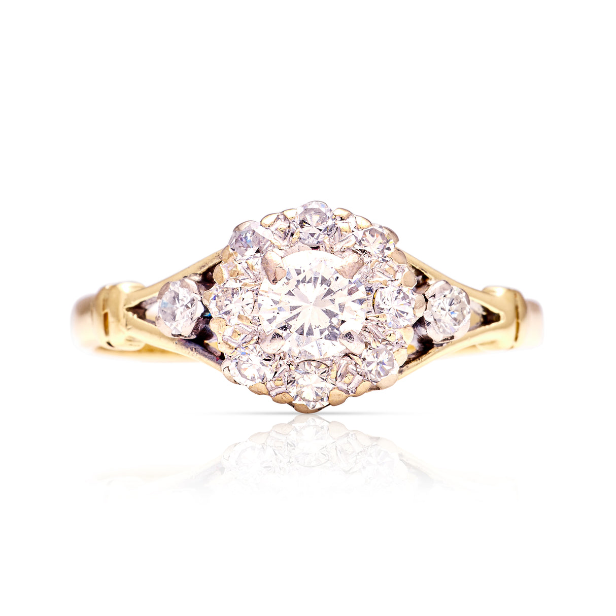 Antique, diamond cluster engagement ring