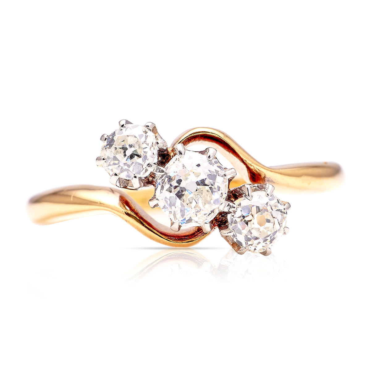 Antique, Edwardian three stone diamond engagement ring