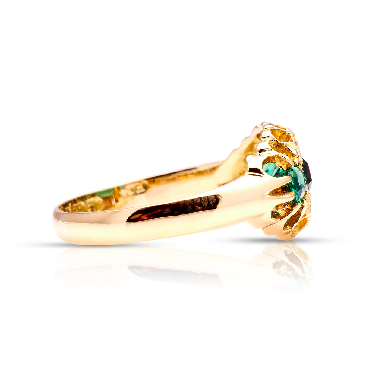 Antique, Edwardian emerald & diamond dress ring