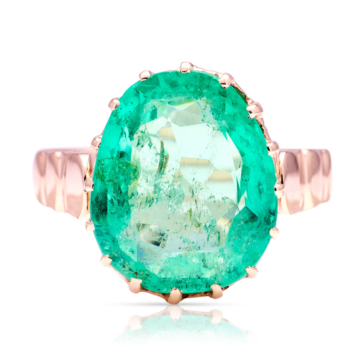 Antique, Victorian 4ct emerald single-stone ring