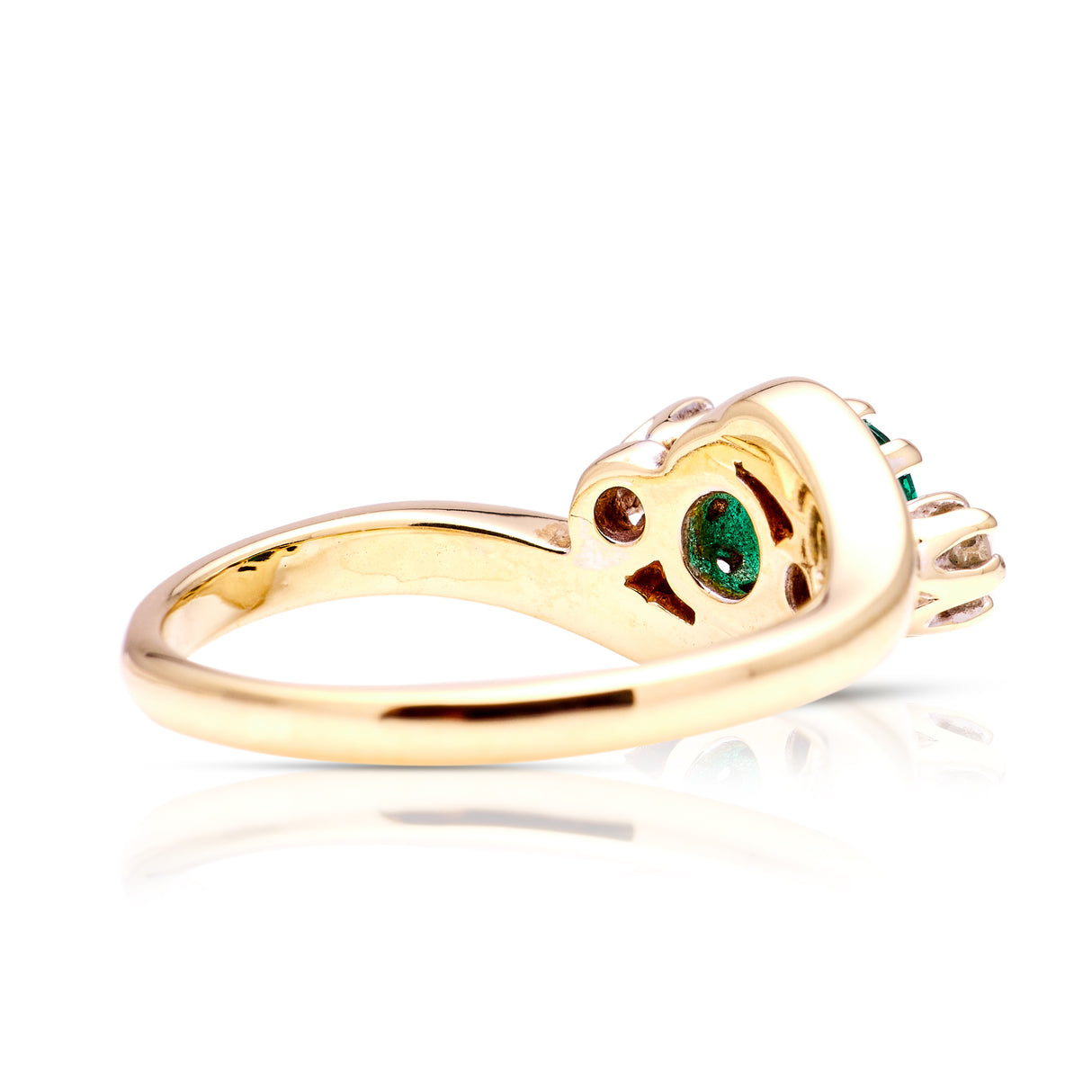 Vintage, emerald & diamond three-stone ring