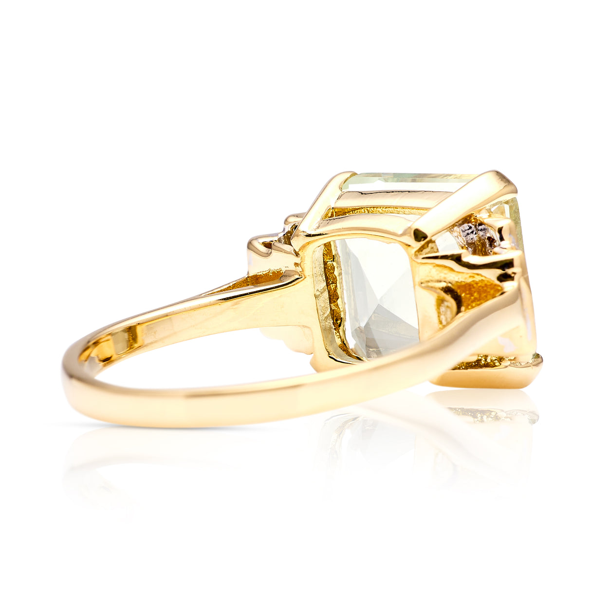 Vintage, Large green amethyst & diamond ring