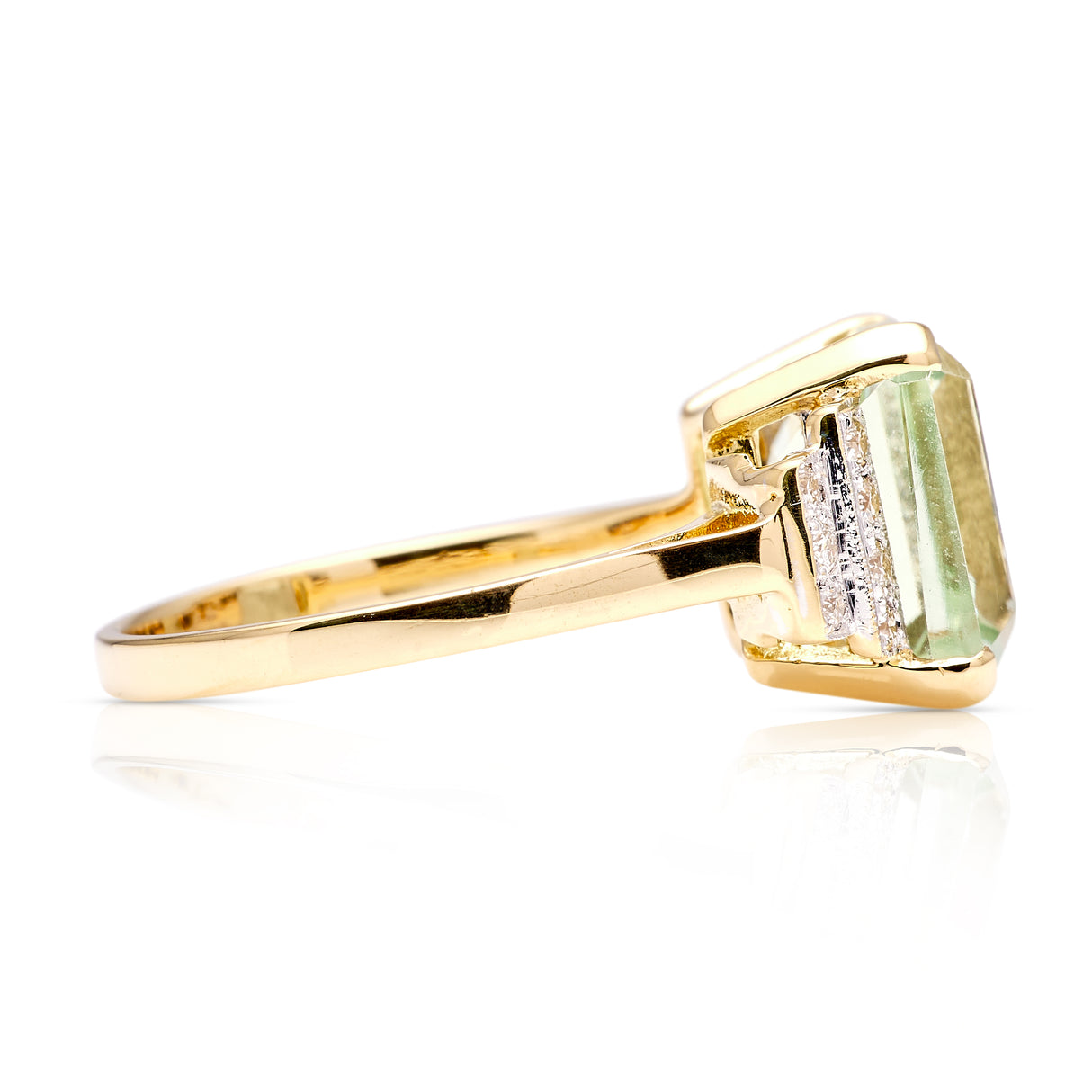 Vintage, Large green amethyst & diamond ring