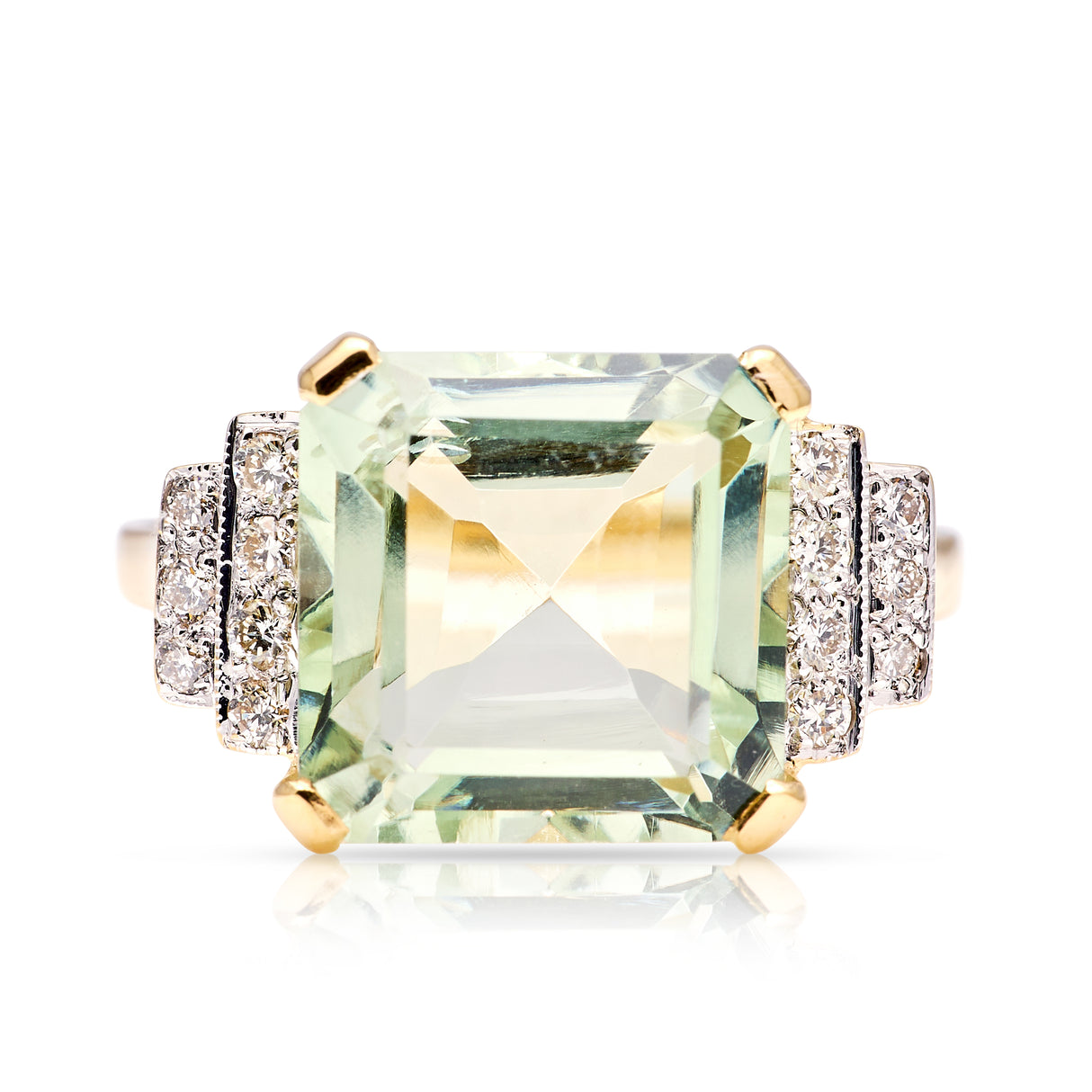Vintage, Large green amethyst & diamond ring