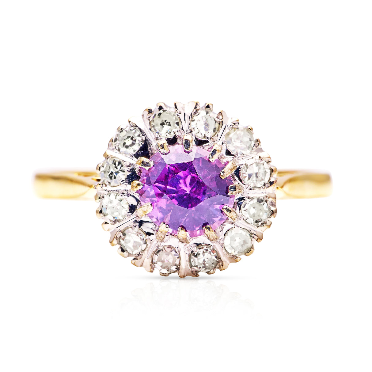 Vintage, 1960s pink sapphire and diamond cluster