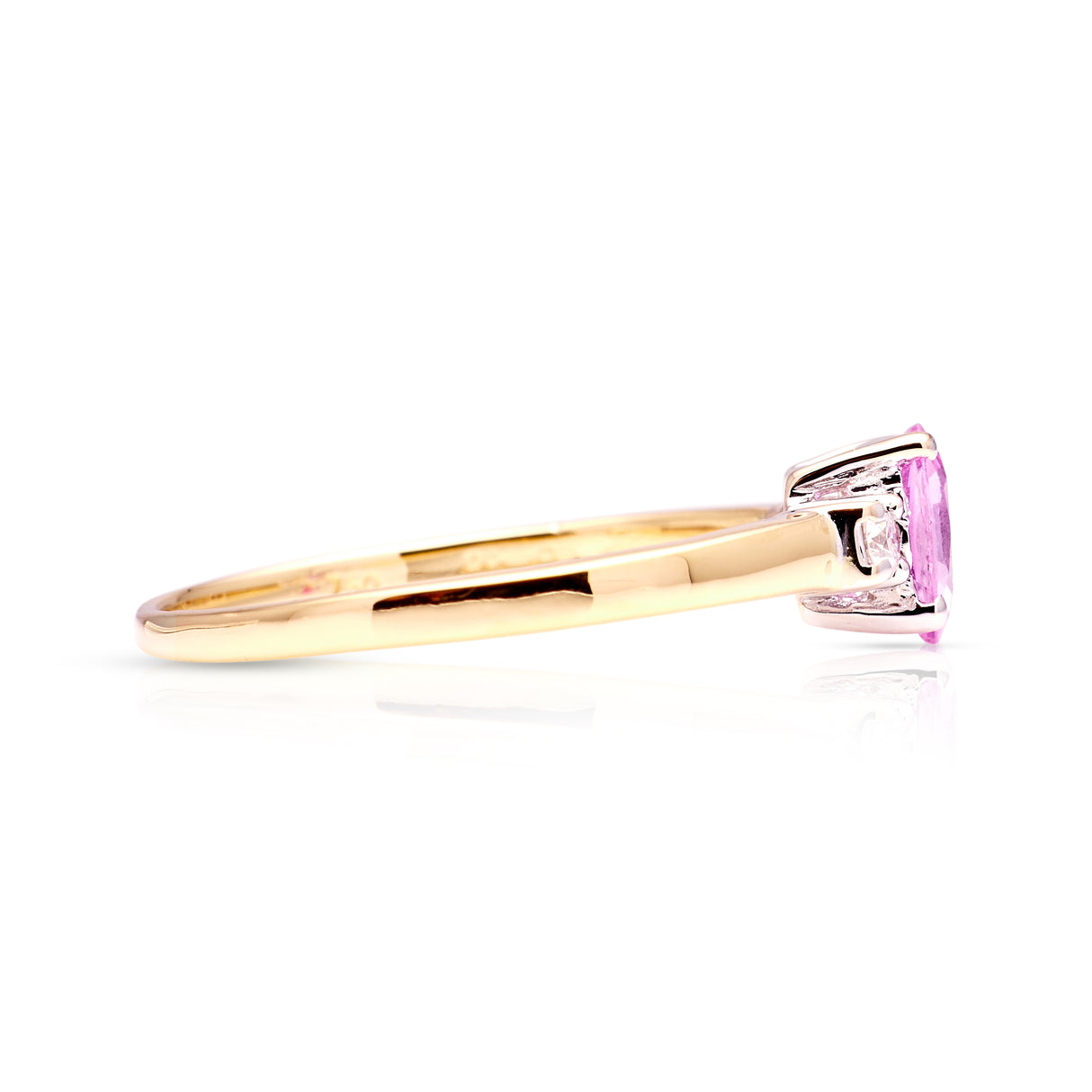 Vintage, pink sapphire & diamond three-stone ring