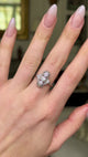 Vintage, Art Deco Three Stone Diamond Panel Ring, 18ct White Gold, worn on hand and moved around to give perspective.