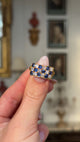 Antique, Victorian sapphire & diamond checkerboard ring ,18ct yellow gold