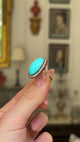 Edwardian, 18ct gold, natural cabochon turquoise & diamond ring
