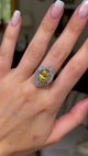 French, 1950s, yellow sapphire & diamond ballerina cluster ring