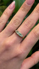 Antique, Edwardian Emerald and Diamond Engagement Ring, 18ct Yellow Gold worn on hand.
