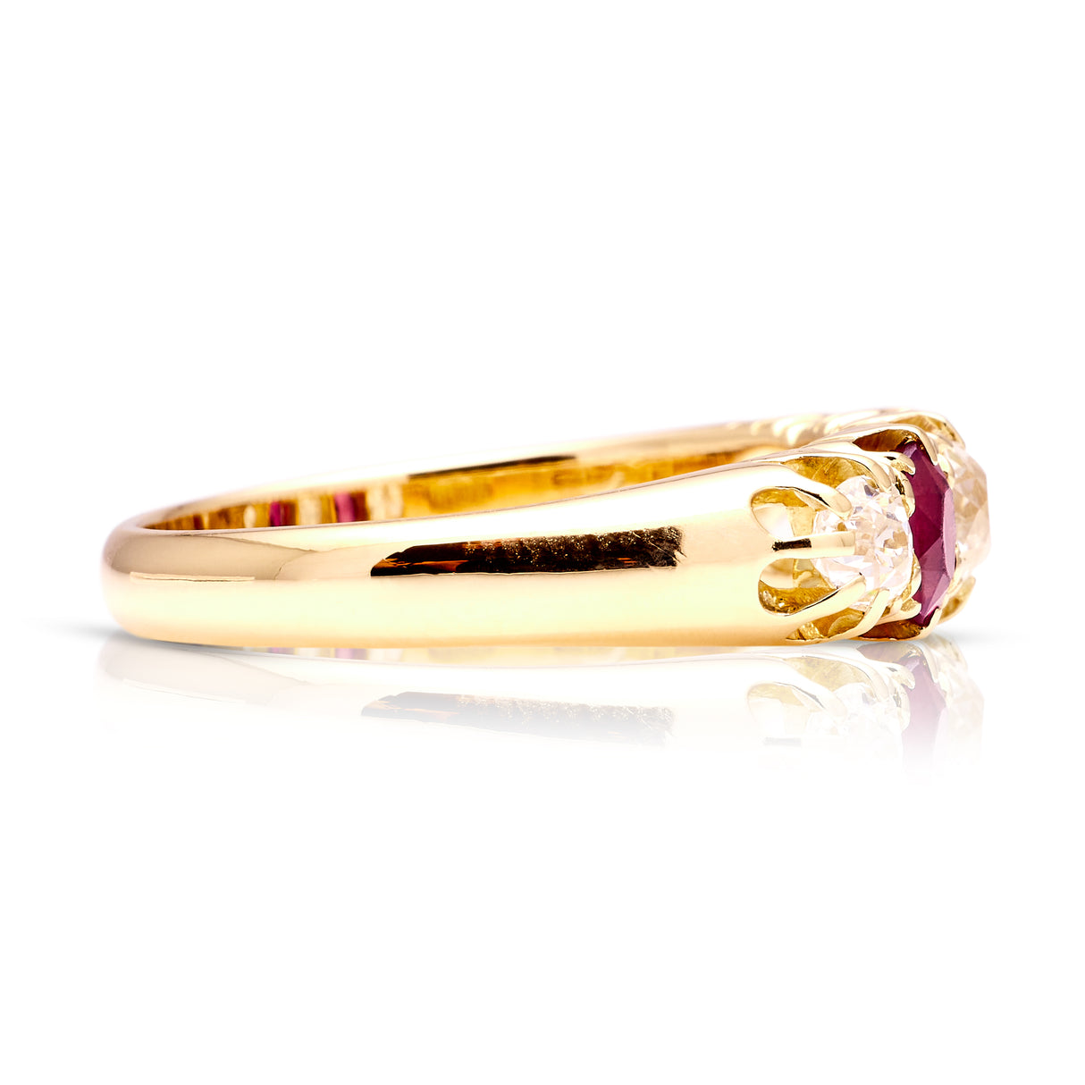 Antique, Victorian ruby & diamond five-stone ring