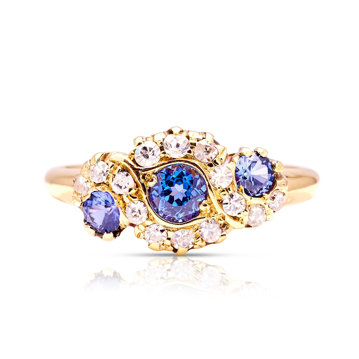 Vintage, 1950s sapphire and diamond cluster ring