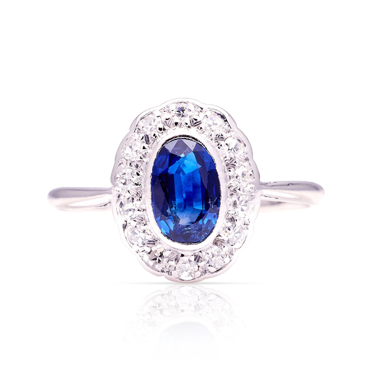 Vintage, Art Deco sapphire & diamond cluster ring, circa 1925