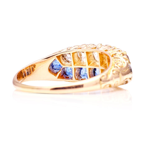 Antique, Victorian sapphire & diamond half-hoop ring