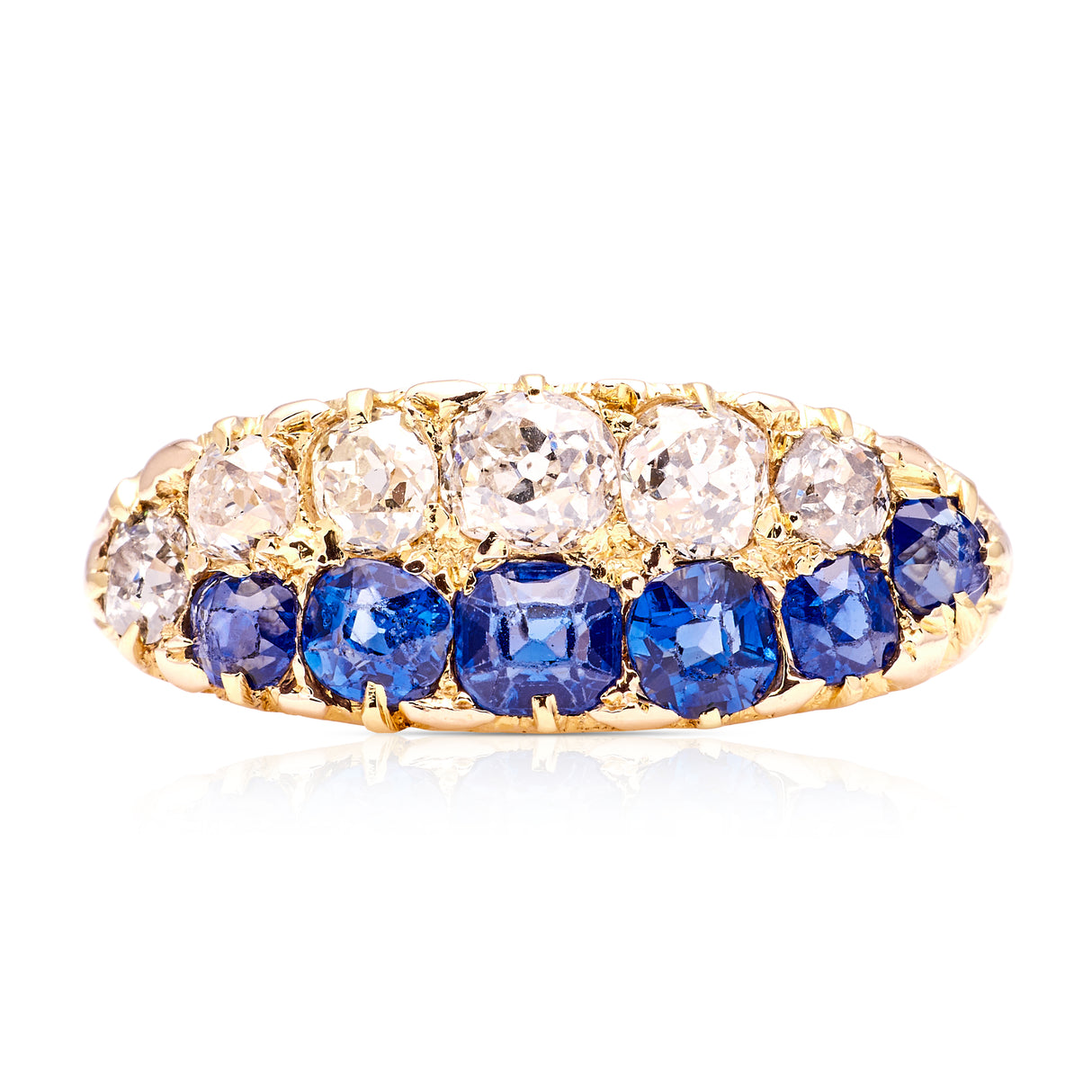 Antique, Victorian sapphire & diamond half-hoop ring