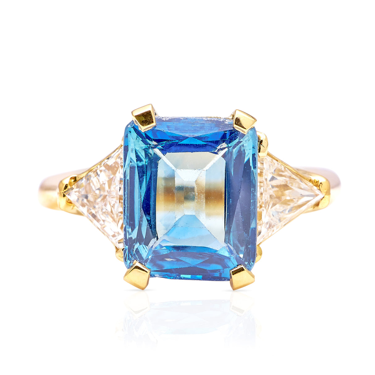 2nd PAYMENT ONLY | Vintage, blue sapphire and trilliant-cut diamond three stone ring