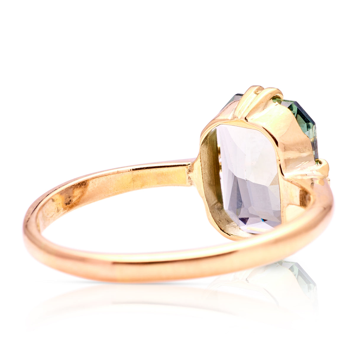 Antique, Edwardian single-stone teal sapphire ring