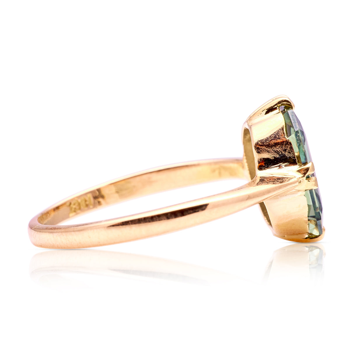 Antique, Edwardian single-stone teal sapphire ring