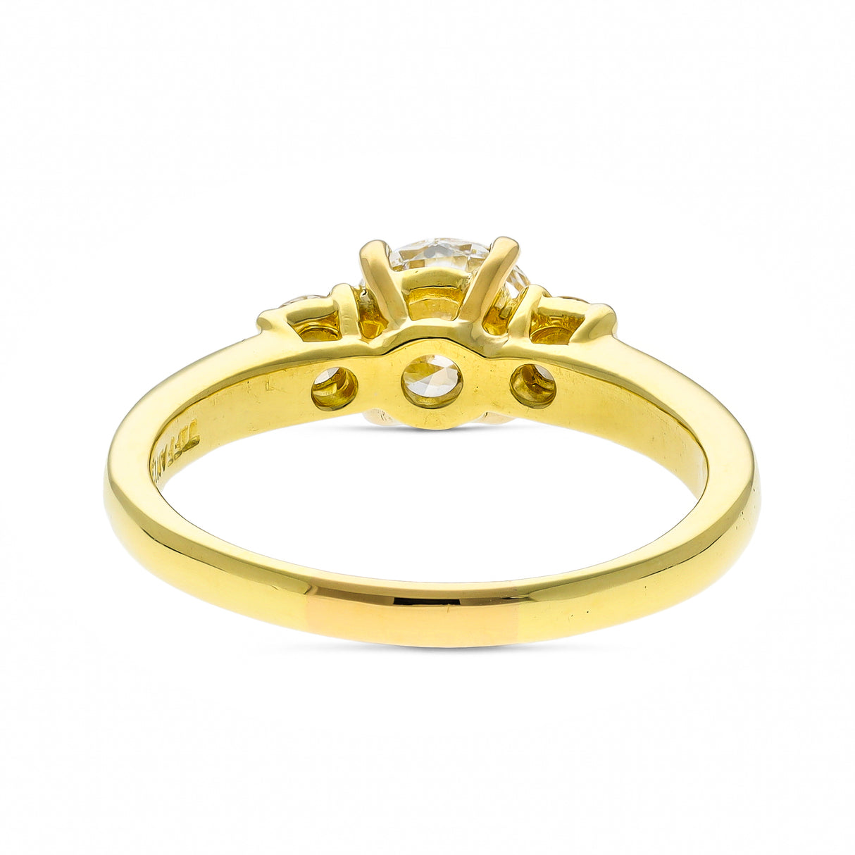 Tiffany & co. vintage three stone 1.01ct vs2 f diamond engagement ring, 18ct yellow gold