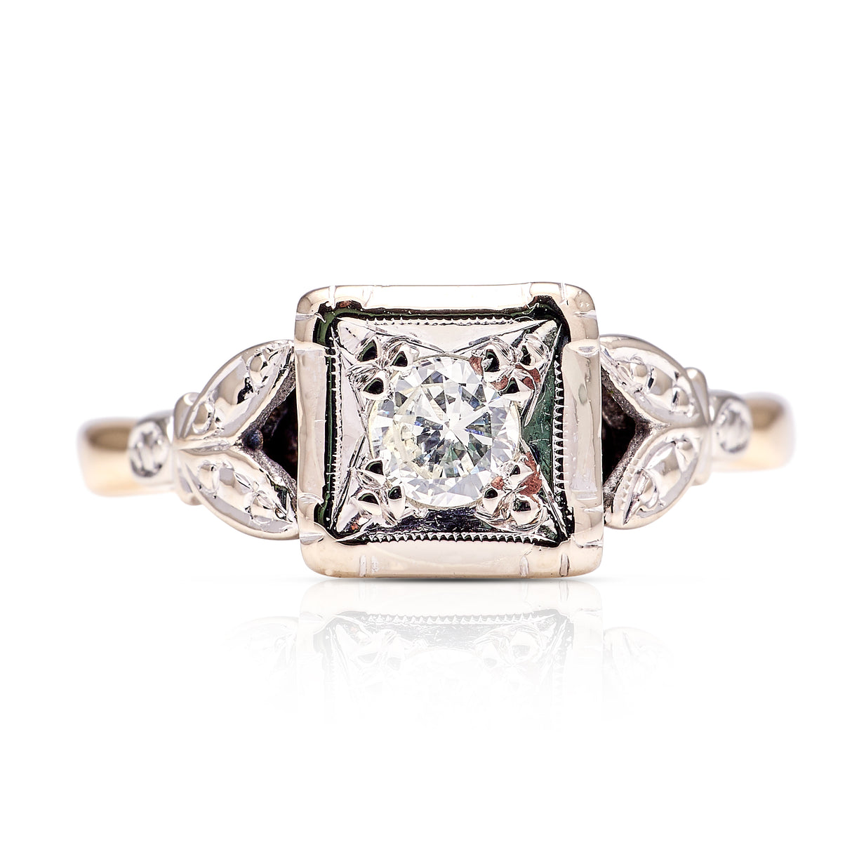 Vintage, 1960s diamond engagement ring, 18ct yellow gold and platinum