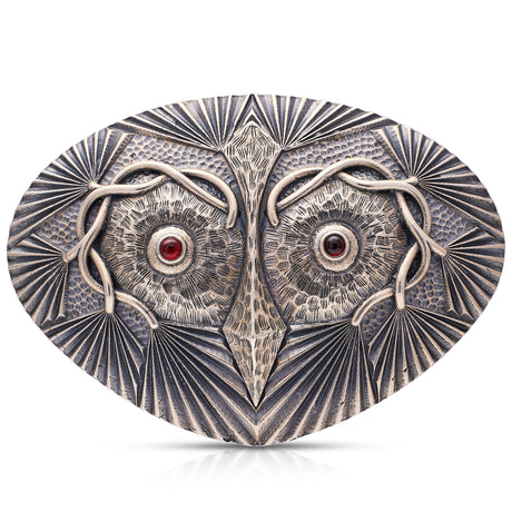 Owl-Pendant-Brooch-Garnet-Silver-Unique-Rare-Antique-Treasure-Pendant