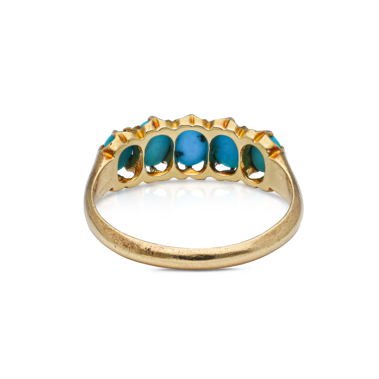 Victorian turquoise half hoop ring, rear view.