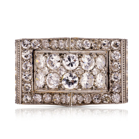 Art Deco diamond filligree band, front view.