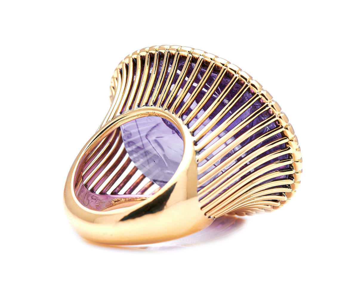 A poniatowski gem, 18th century, amethyst intaglio ring, Cartier