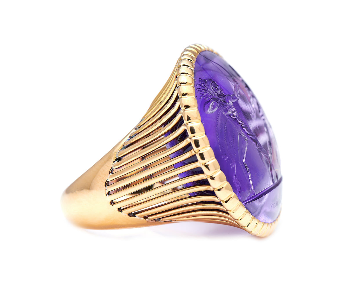 A poniatowski gem, 18th century, amethyst intaglio ring, Cartier
