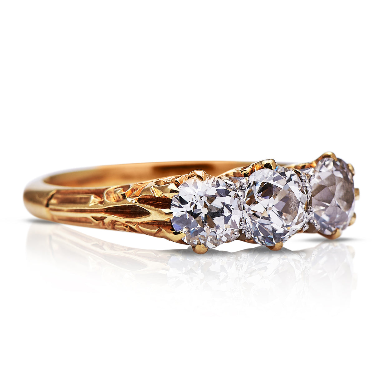 Victorian, 18ct gold, diamond three stone ring
