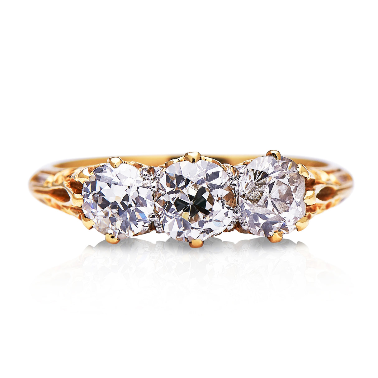 Victorian, 18ct gold, diamond three stone ring