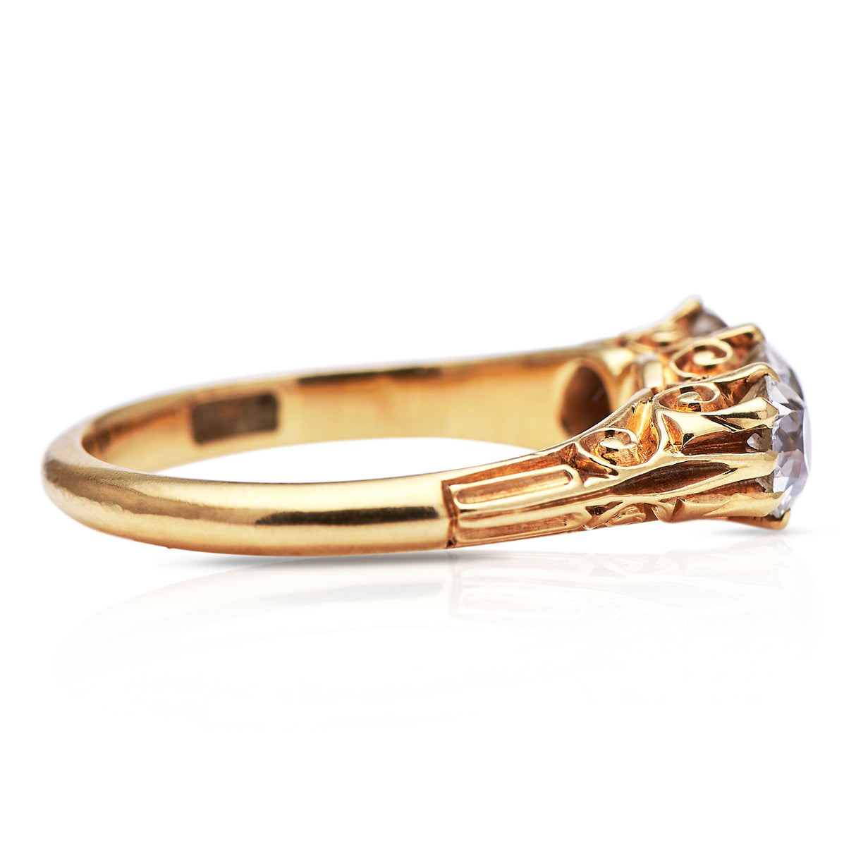 Victorian, 18ct gold, diamond three stone ring