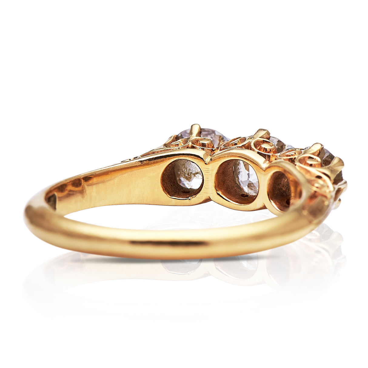 Victorian, 18ct gold, diamond three stone ring
