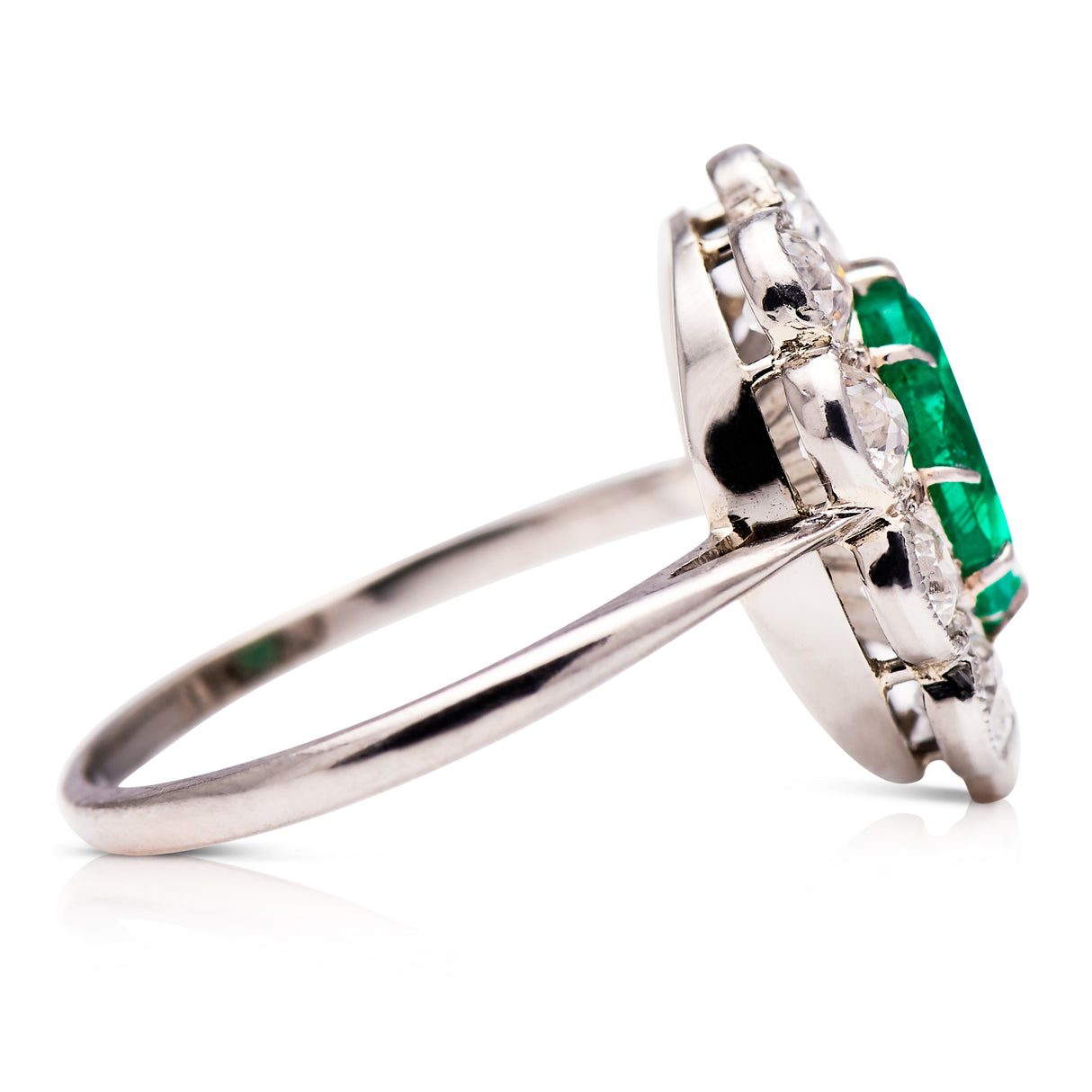 Edwardian, Colombian emerald & diamond cluster ring