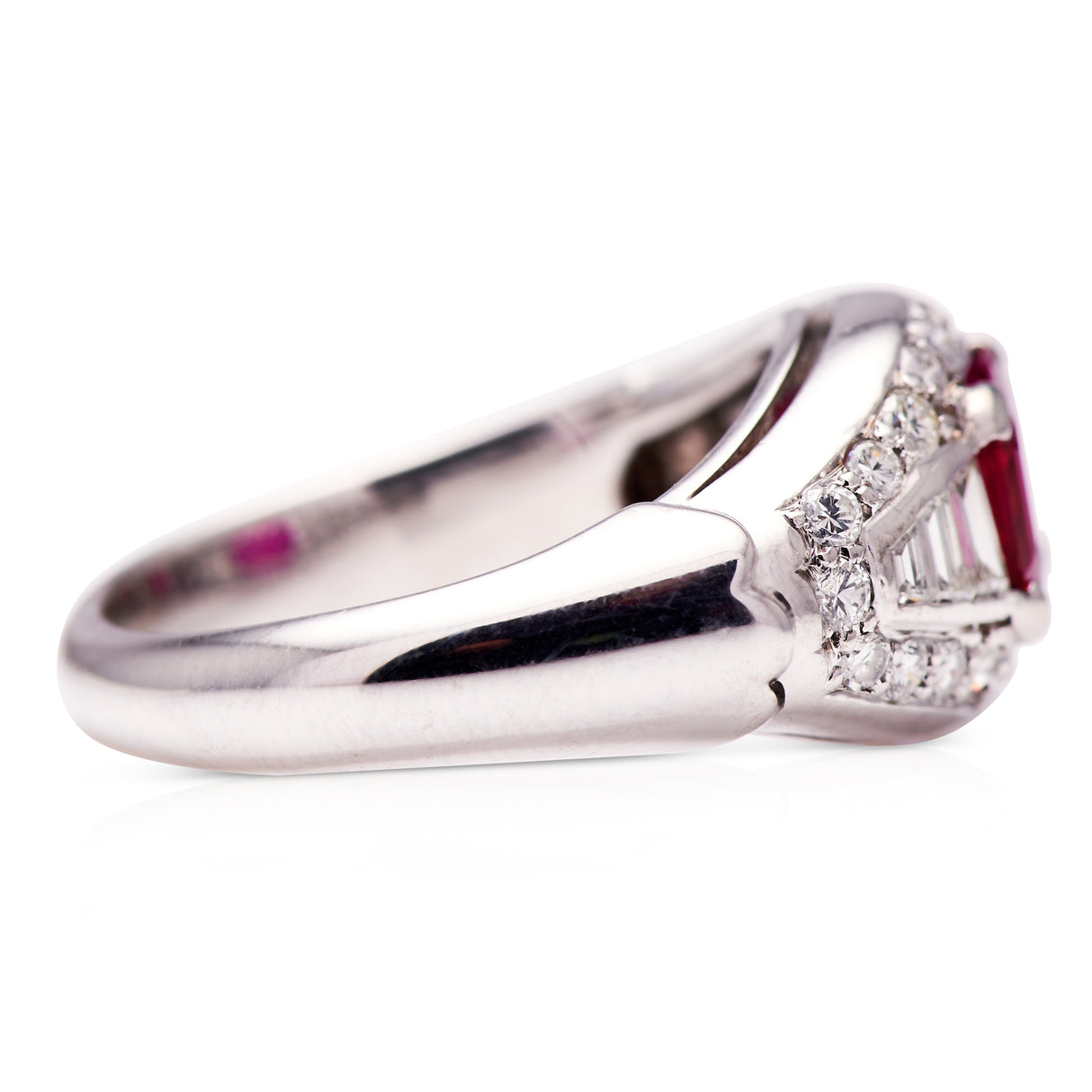 Vintage, Burmese ruby and diamond cluster ring