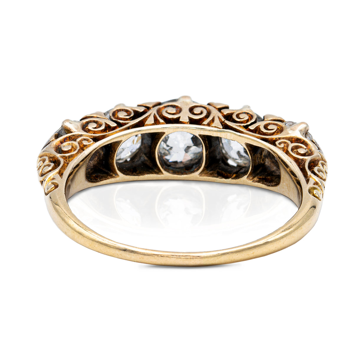 Victorian half-hoop diamond engagement ring, rear view.