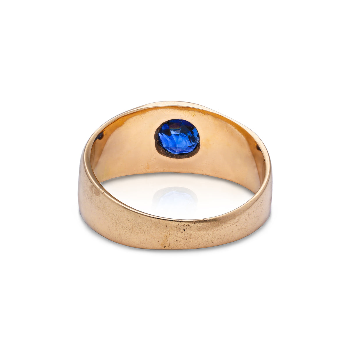 Victorian Burmese sapphire engagement ring, rear view.