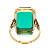 Art Deco chrysoprase and yellow gold ring, rear view.
