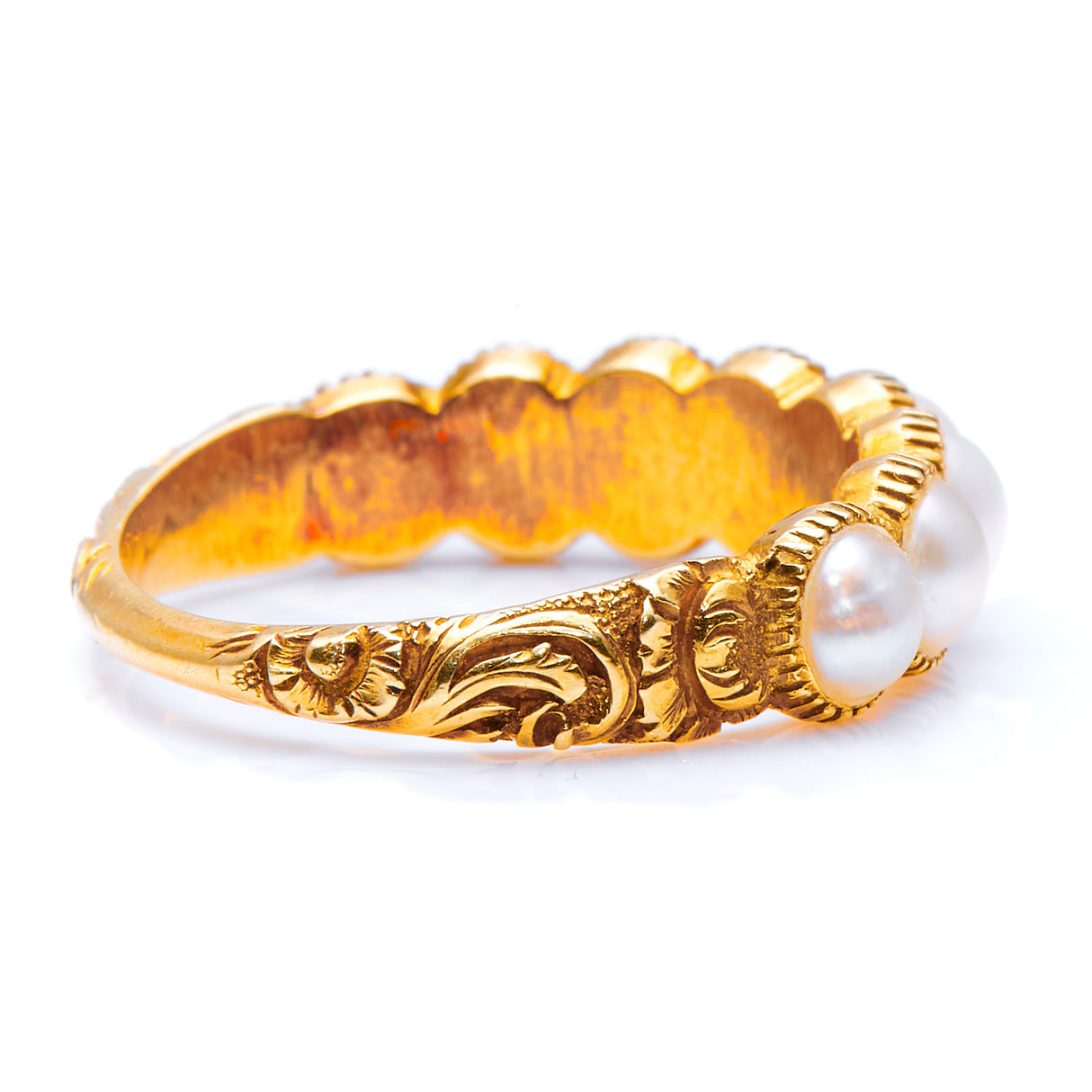 Georgian, 18ct gold, natural pearl ring