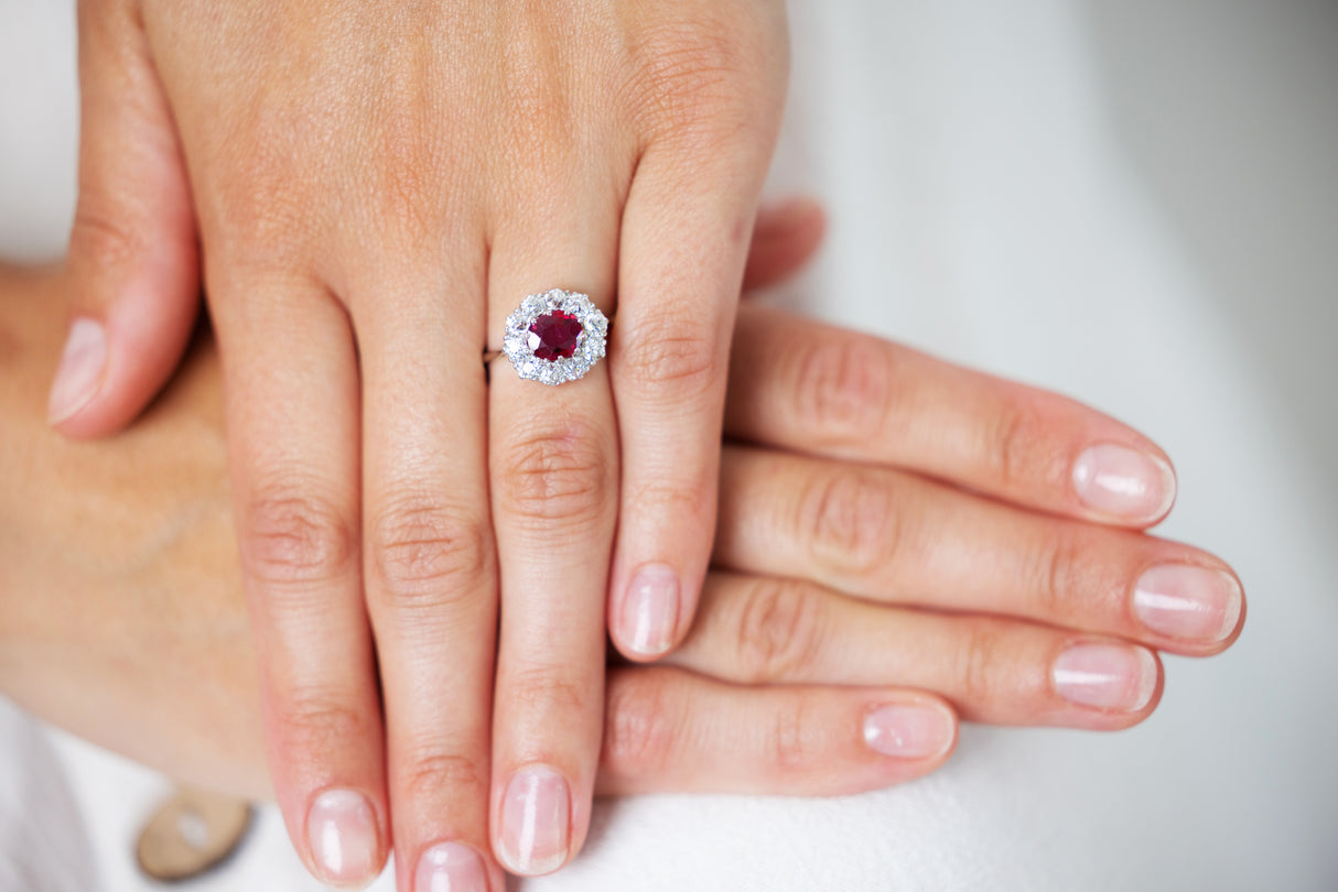Art Deco, ruby & diamond cluster ring