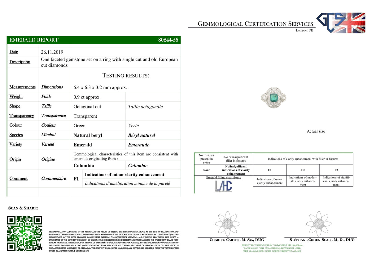 Art Deco Colombian emerald & diamond ring